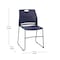 Flash Furniture Navy Plastic Stack Chair with Steel Sled Base RUT-NC499A-NAVY-GG - alternate 3